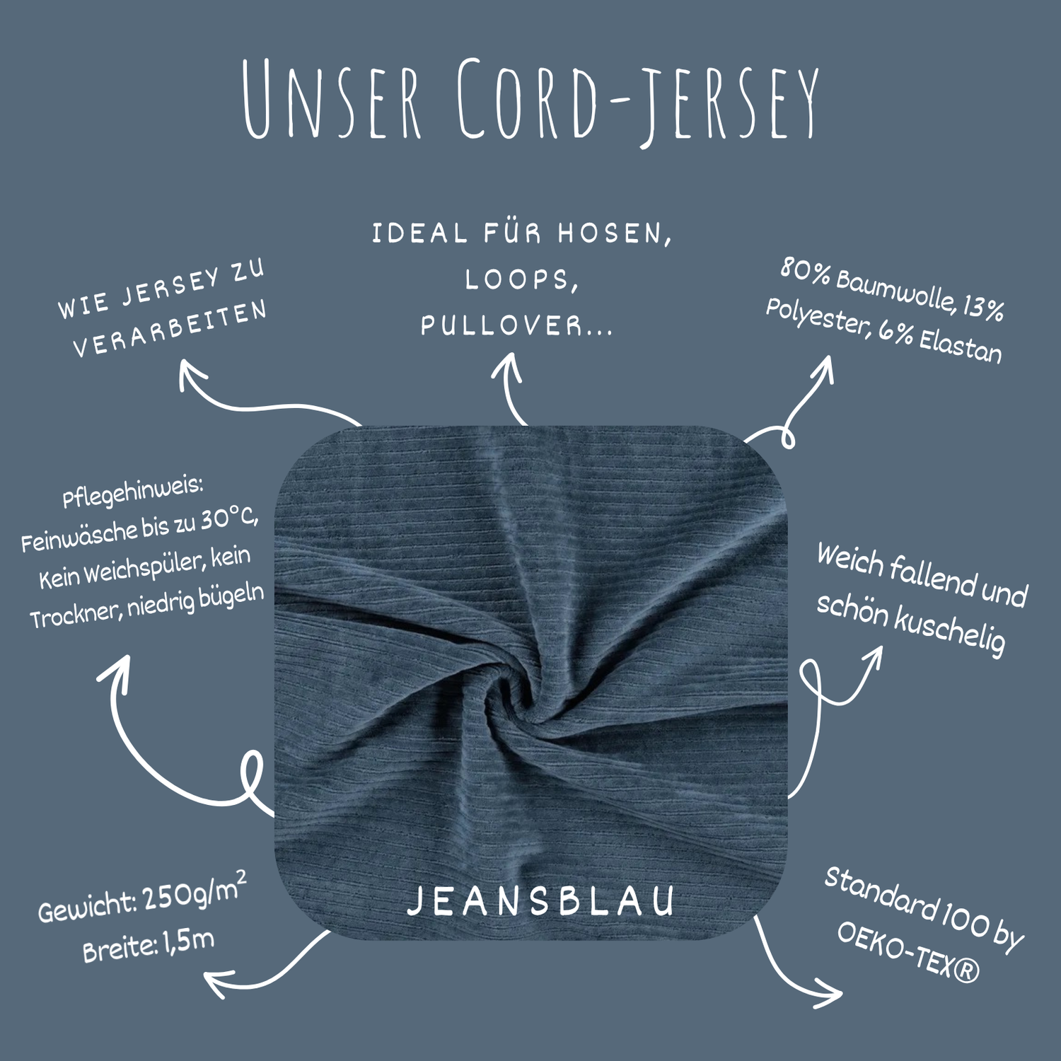 Stretch Cord-Jersey Jeans Blau - 78% Baumwolle 17% Poyester 5% Elastan
