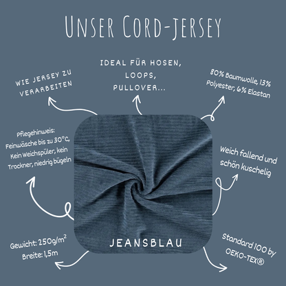 Stretch Cord-Jersey Jeans Blau - 78% Baumwolle 17% Poyester 5% Elastan