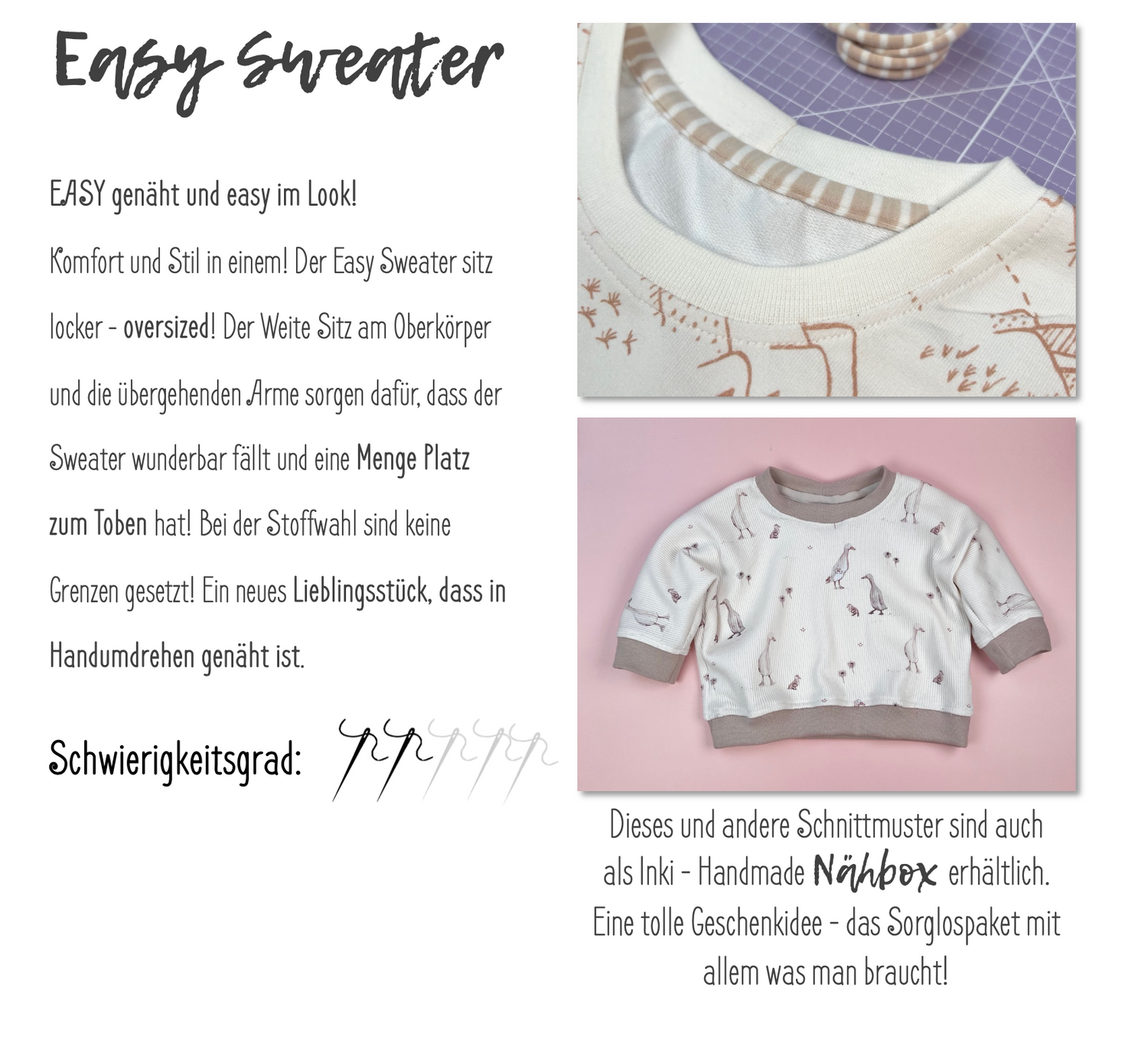 EASY SWEATER - Schnittmuster und Schritt-für-Schritt Anleitung