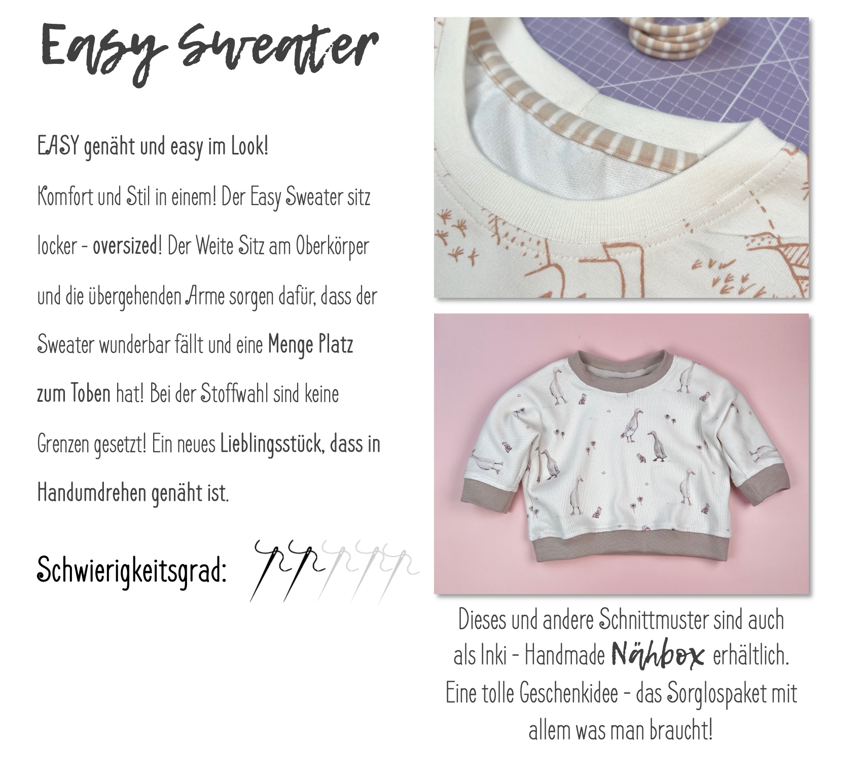 EASY SWEATER - Schnittmuster und Schritt-für-Schritt Anleitung