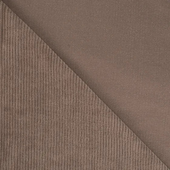 Stretch Cord-Jersey Taupe - 78% Baumwolle 17% Poyester 5% Elastan