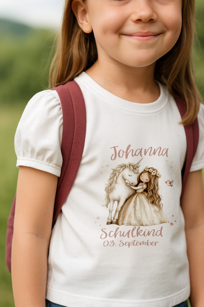 Boho Prinzessin Einschulungs-Bügelbild - Name, Farbe und Datum nach deinen Wünschen