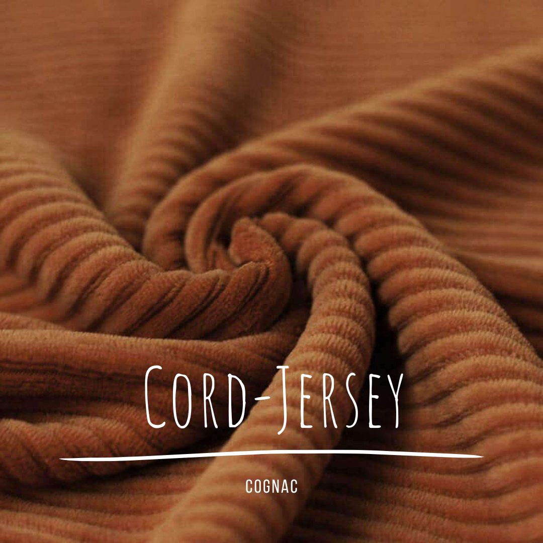 Jerseycord Cognac - 70 % Baumwolle, 25 % Polyester und 5 % Elastan