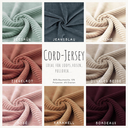 Jerseycord Meringue / Creme - 70 % Baumwolle, 25 % Polyester und 5 % Elastan