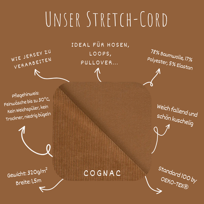 Stretch Cord-Jersey Cognac - 78% Baumwolle 17% Poyester 5% Elastan