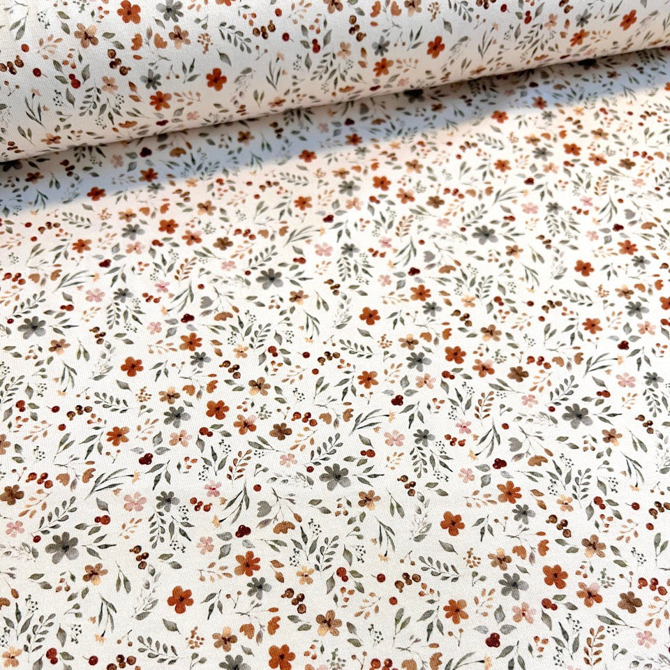 Frühlingswiese Beige - Premium Baumwoll-Jersey