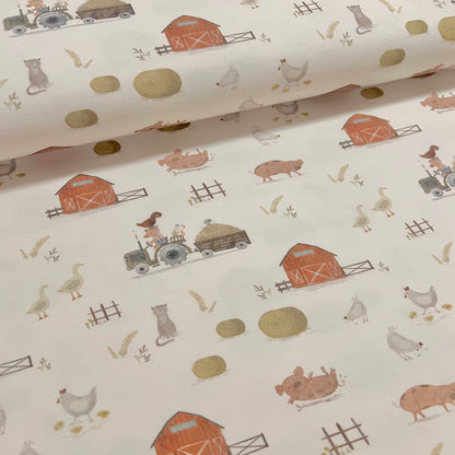 Ein Tag auf dem Bauernhof - Premium Baumwoll-Jersey -  95% Cotton 5% Elastan