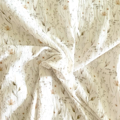 Beige Flowers - Baumwoll Musselin