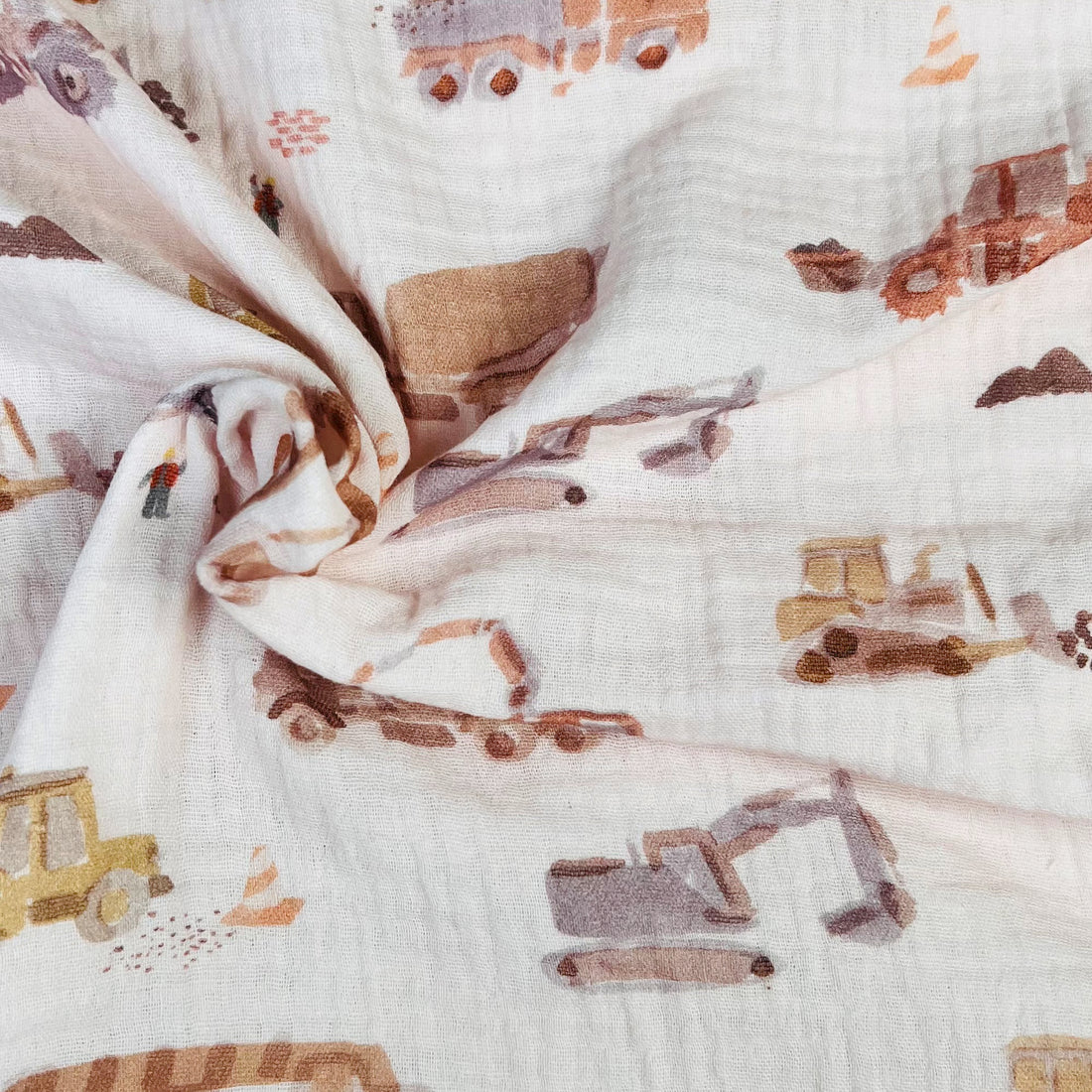 Reststück 0,45m Auf der Baustelle - Baumwoll Musselin