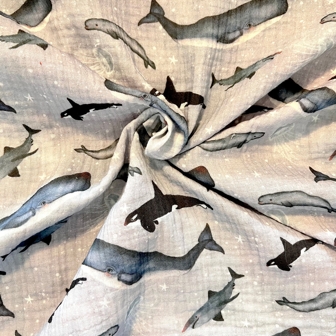 Reststück 0,33m Deep Sea - Baumwoll Musselin