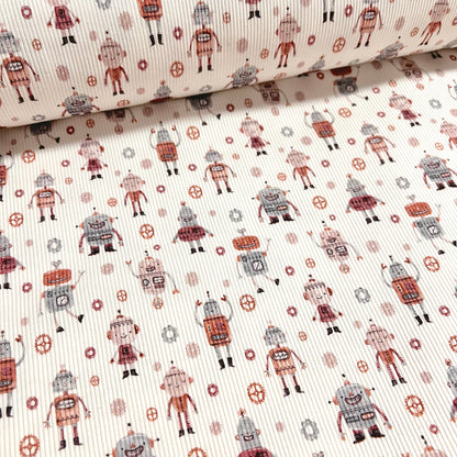 Roboter - Baby Rib Jersey - 95% Cotton 5% Elastan