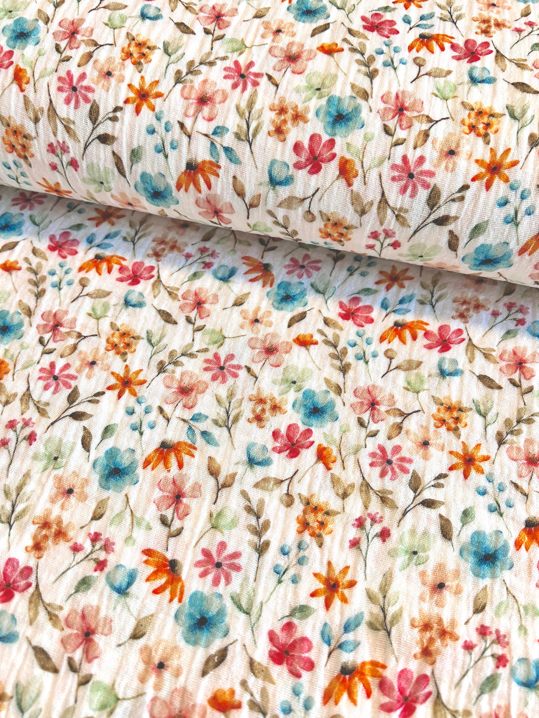 Happy Flowers - Baumwoll Musselin - 100% Baumwolle