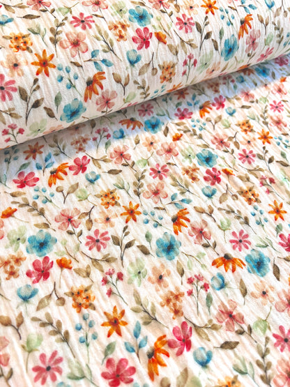 Happy Flowers - Baumwoll Musselin - 100% Baumwolle