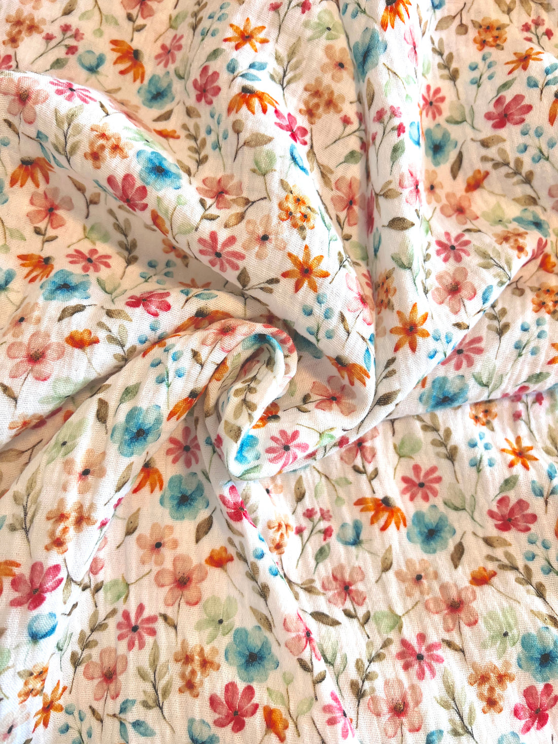 Happy Flowers - Baumwoll Musselin - 100% Baumwolle