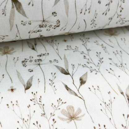 Beige Flowers - Baumwoll-Jersey