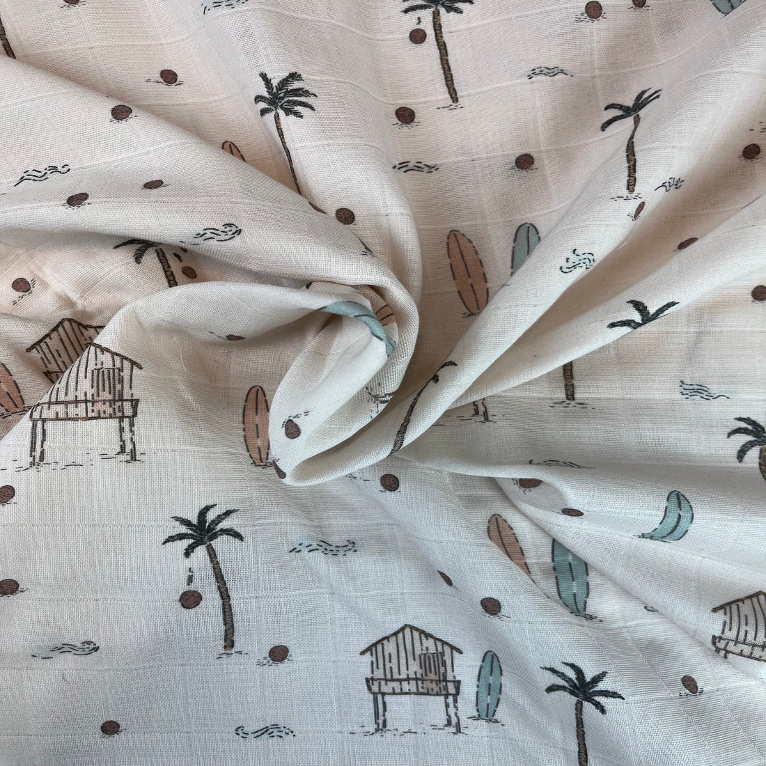 Reststück 0,35m At the beach - Baumwoll Musselin