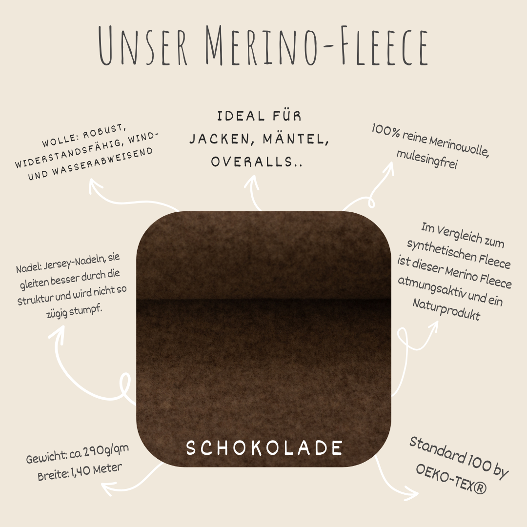 Merino Fleece Schokolade meliert - 100% Merinowolle - Mulesingfrei