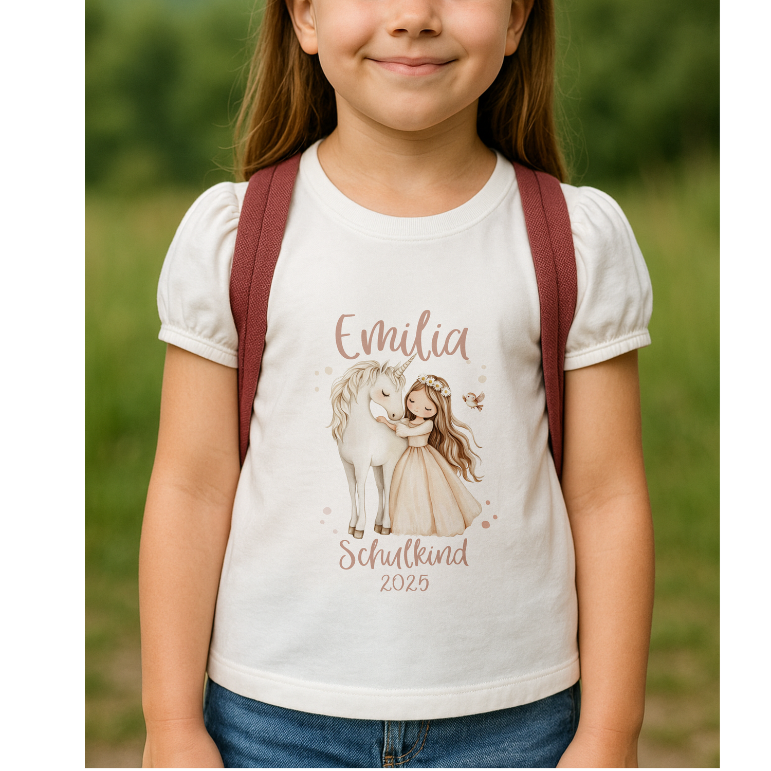 Boho Prinzessin Einschulungs-Bügelbild - Name, Farbe und Datum nach deinen Wünschen
