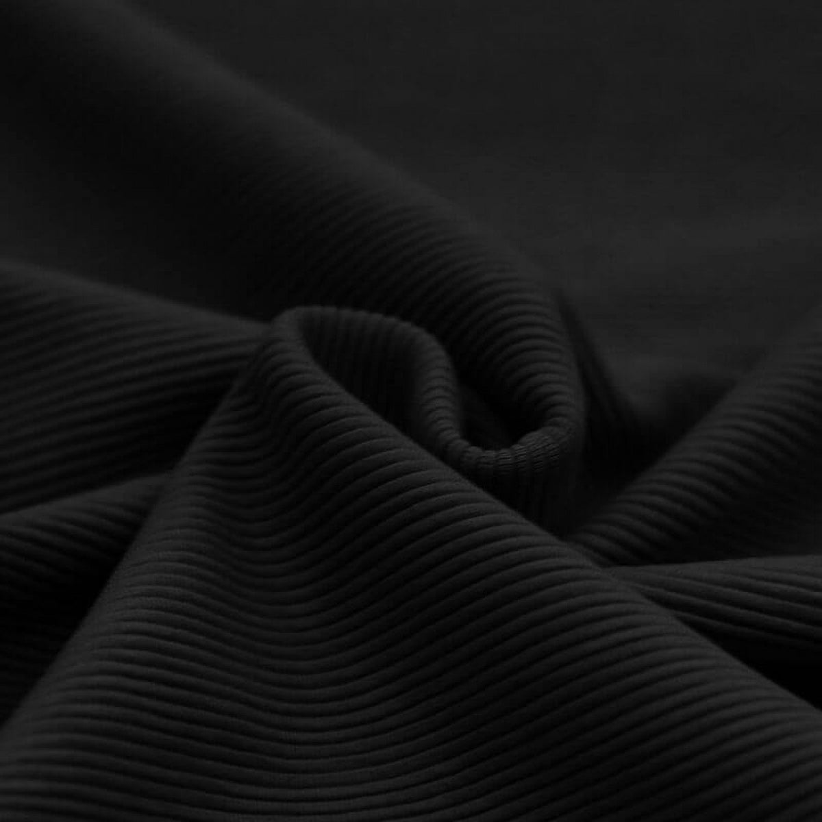 Schwarz - Ottoman Rib-Jersey - 80% Baumwolle, 15% Polyester, 5% Elastan