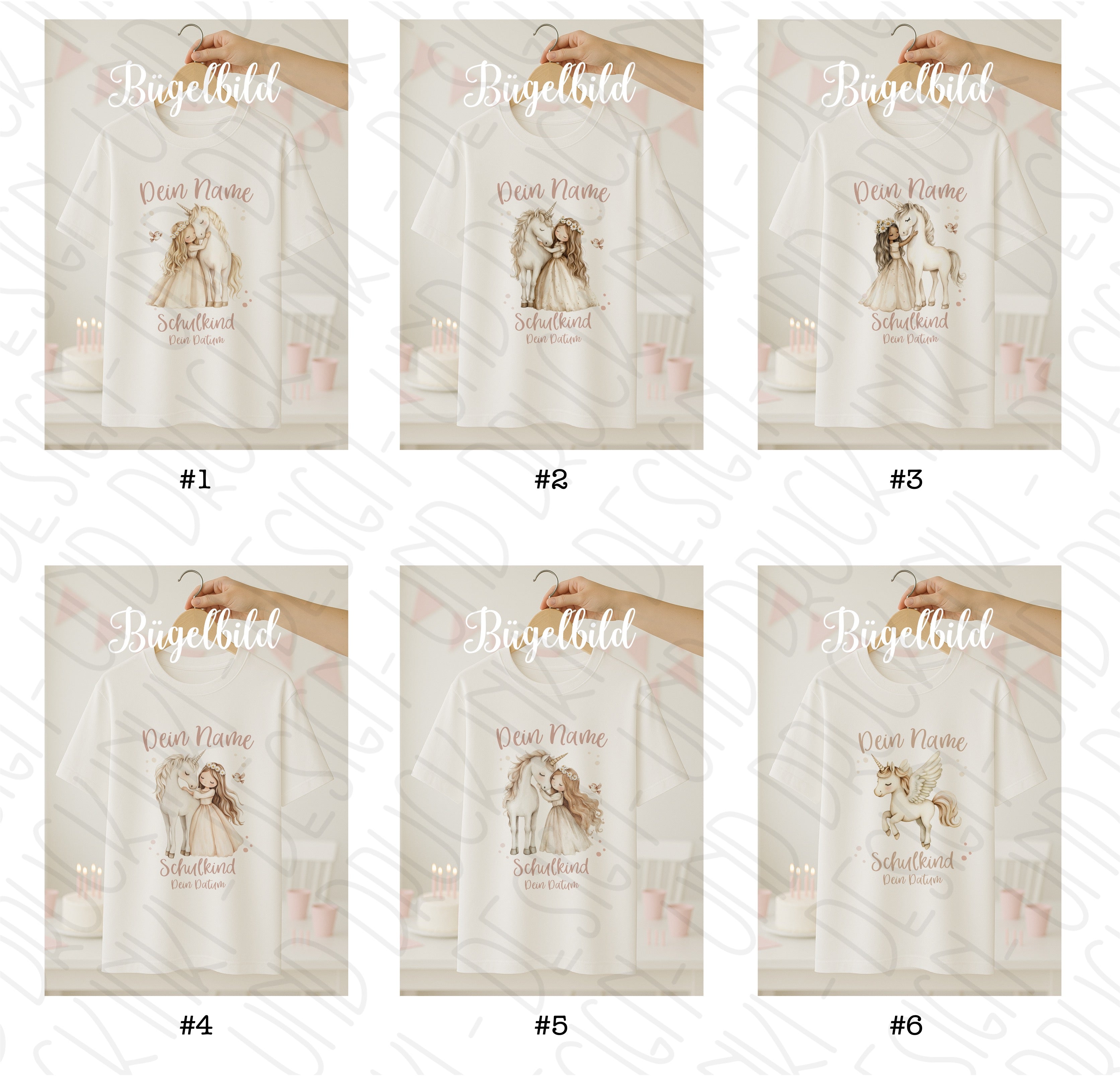 Boho Prinzessin Einschulungs-Bügelbild - Name, Farbe und Datum nach deinen Wünschen