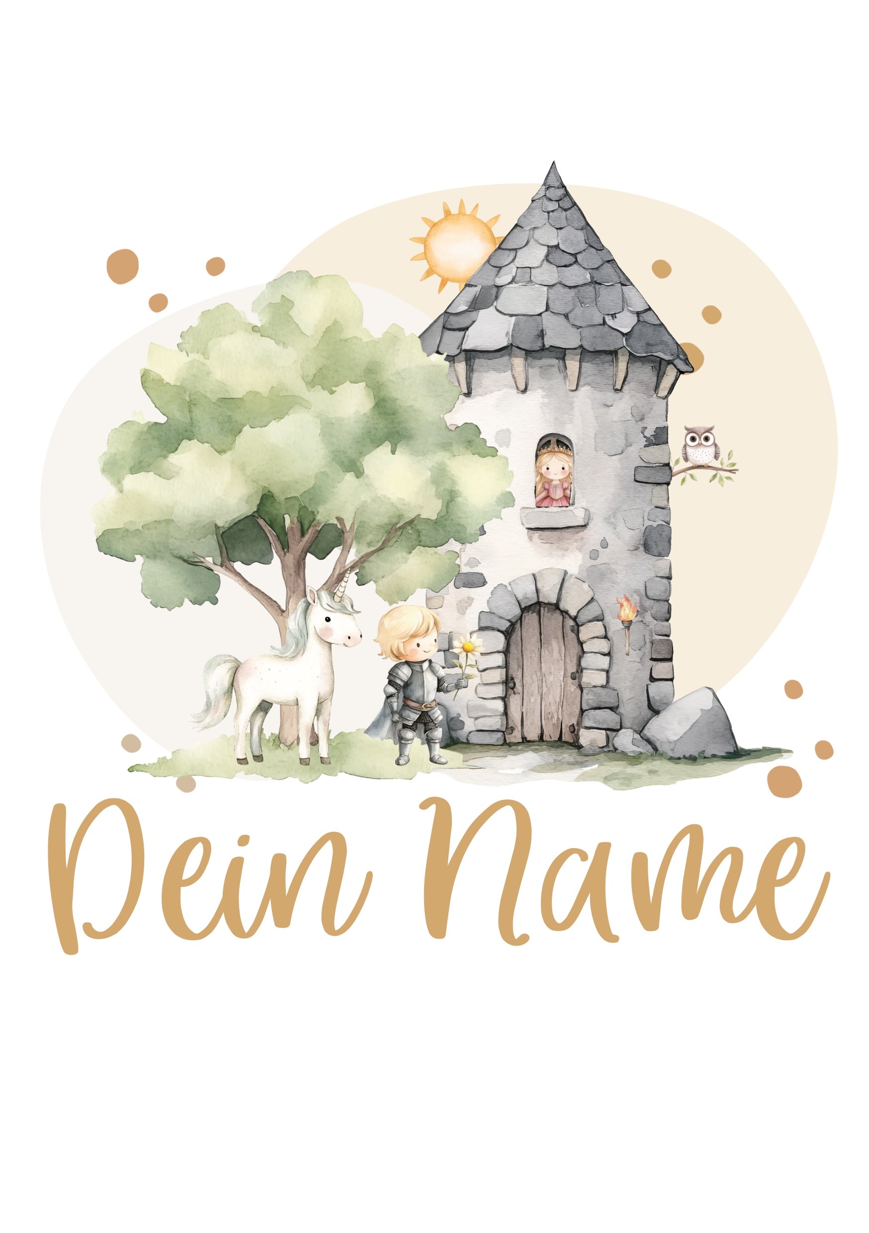 Bügelbild &quot;Rapunzel&quot; - Name und Jahreszahl nach deinen Wünschen