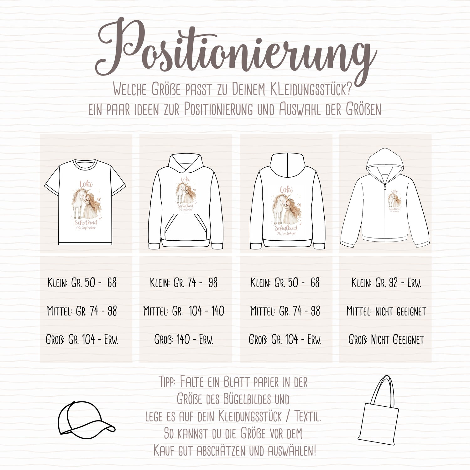 Boho Prinzessin Einschulungs-Bügelbild - Name, Farbe und Datum nach deinen Wünschen