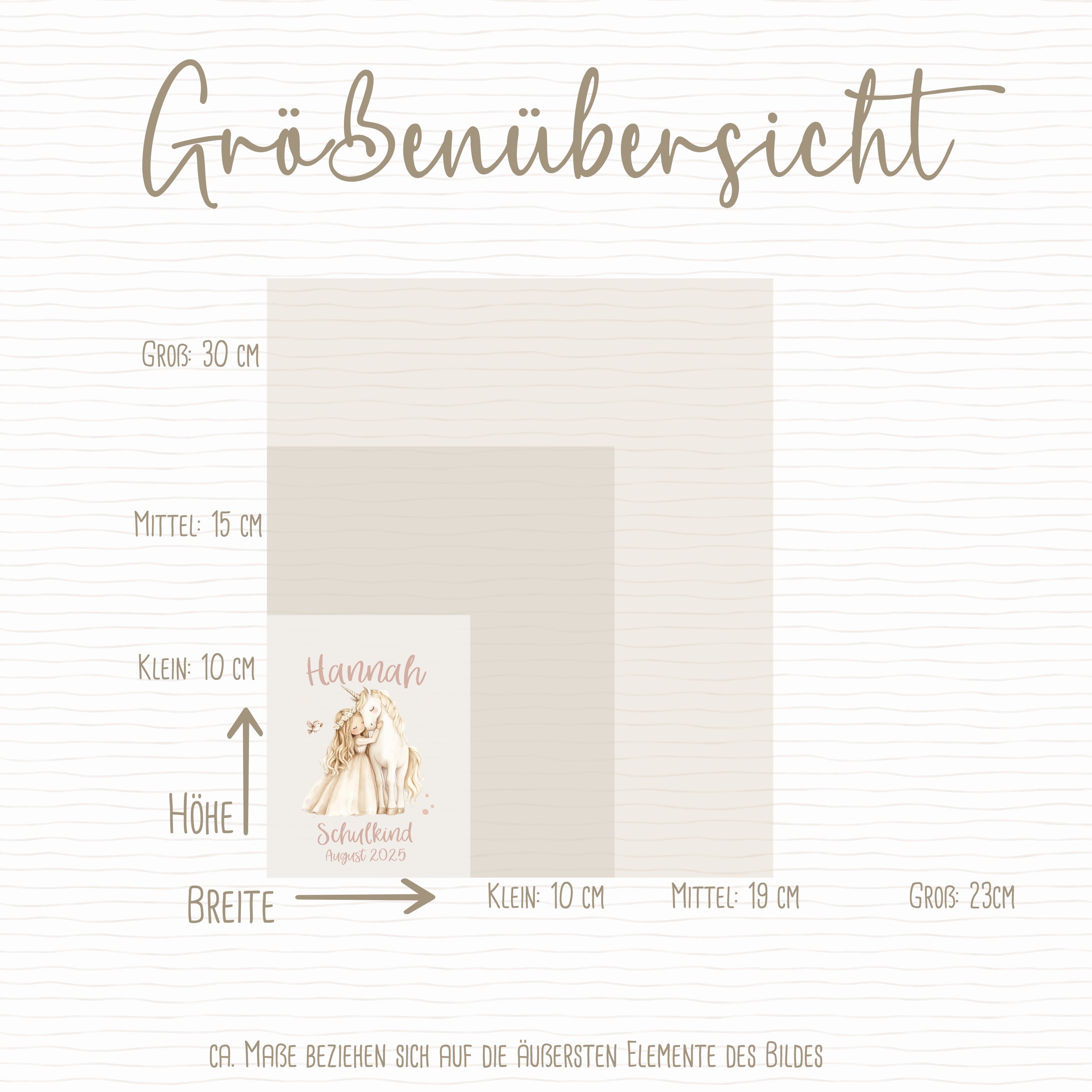 Boho Prinzessin Einschulungs-Bügelbild - Name, Farbe und Datum nach deinen Wünschen