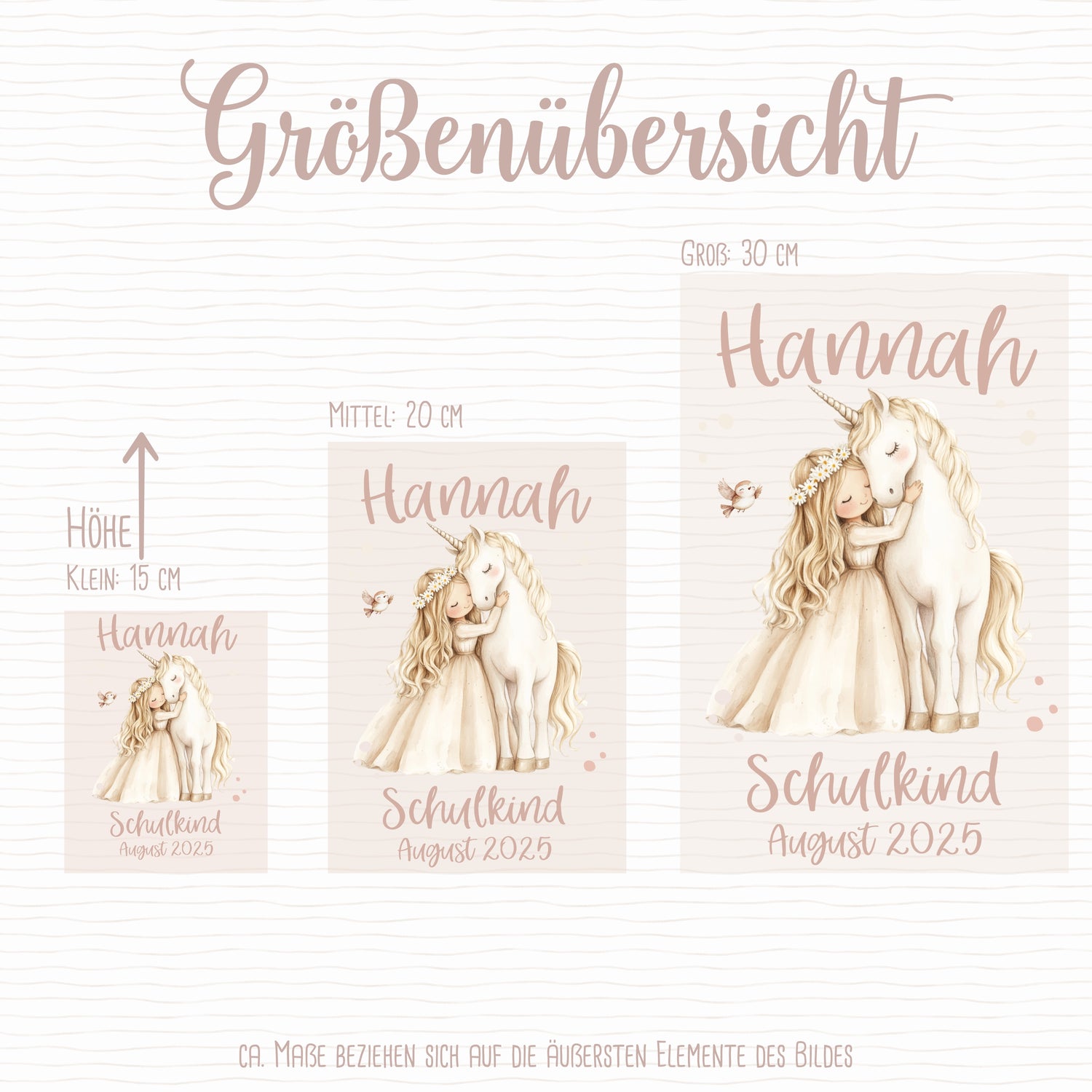 Boho Prinzessin Einschulungs-Bügelbild - Name, Farbe und Datum nach deinen Wünschen