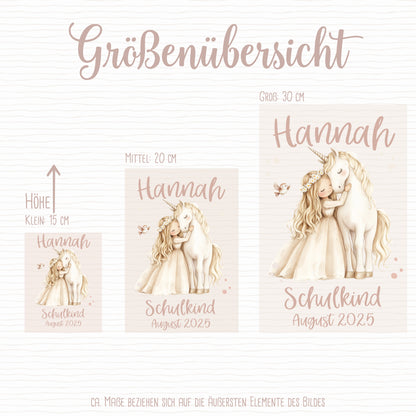 Boho Prinzessin Einschulungs-Bügelbild - Name, Farbe und Datum nach deinen Wünschen
